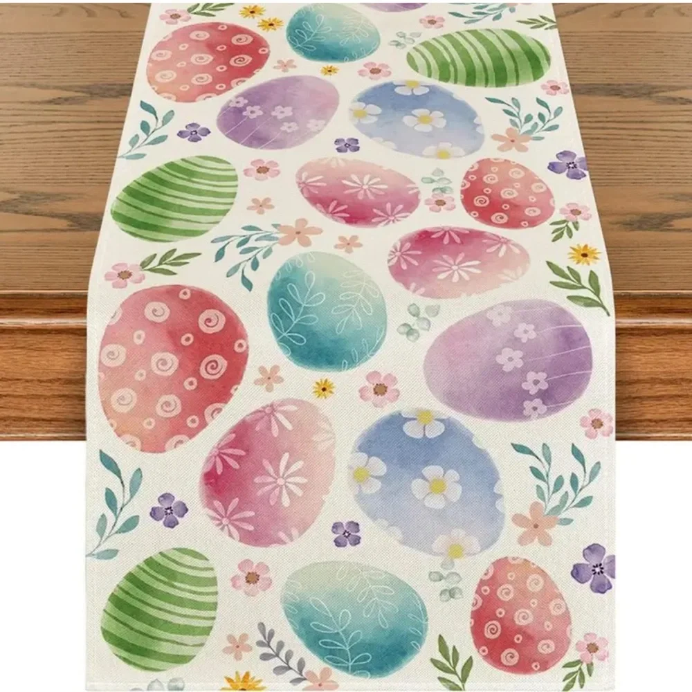 Colorful Eggs Floral Spring Table Runner